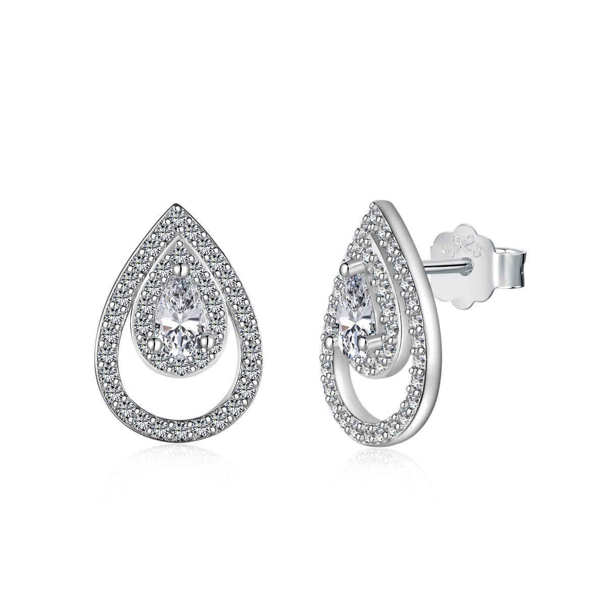 [Rosla]Sparkling Delicate Water Drop Shape Daily Earrings