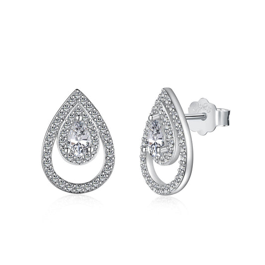 [Rosla]Sparkling Delicate Water Drop Shape Daily Earrings