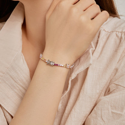 [Rosla]Ornate Colorful Butterfly Shape Round Cut Daily Bracelet