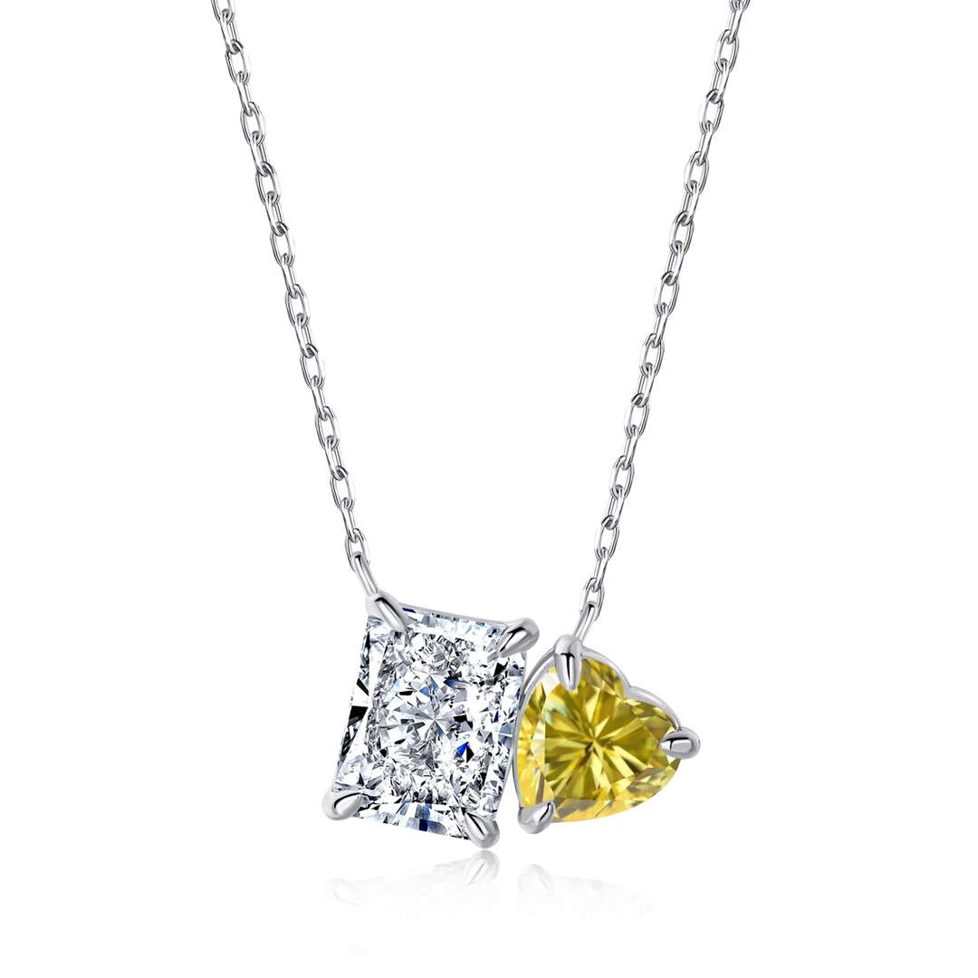 [Rosla]Dazzling Square & Heart Shape Necklace