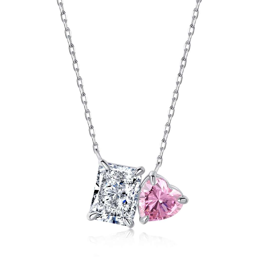[Rosla]Dazzling Square & Heart Shape Necklace