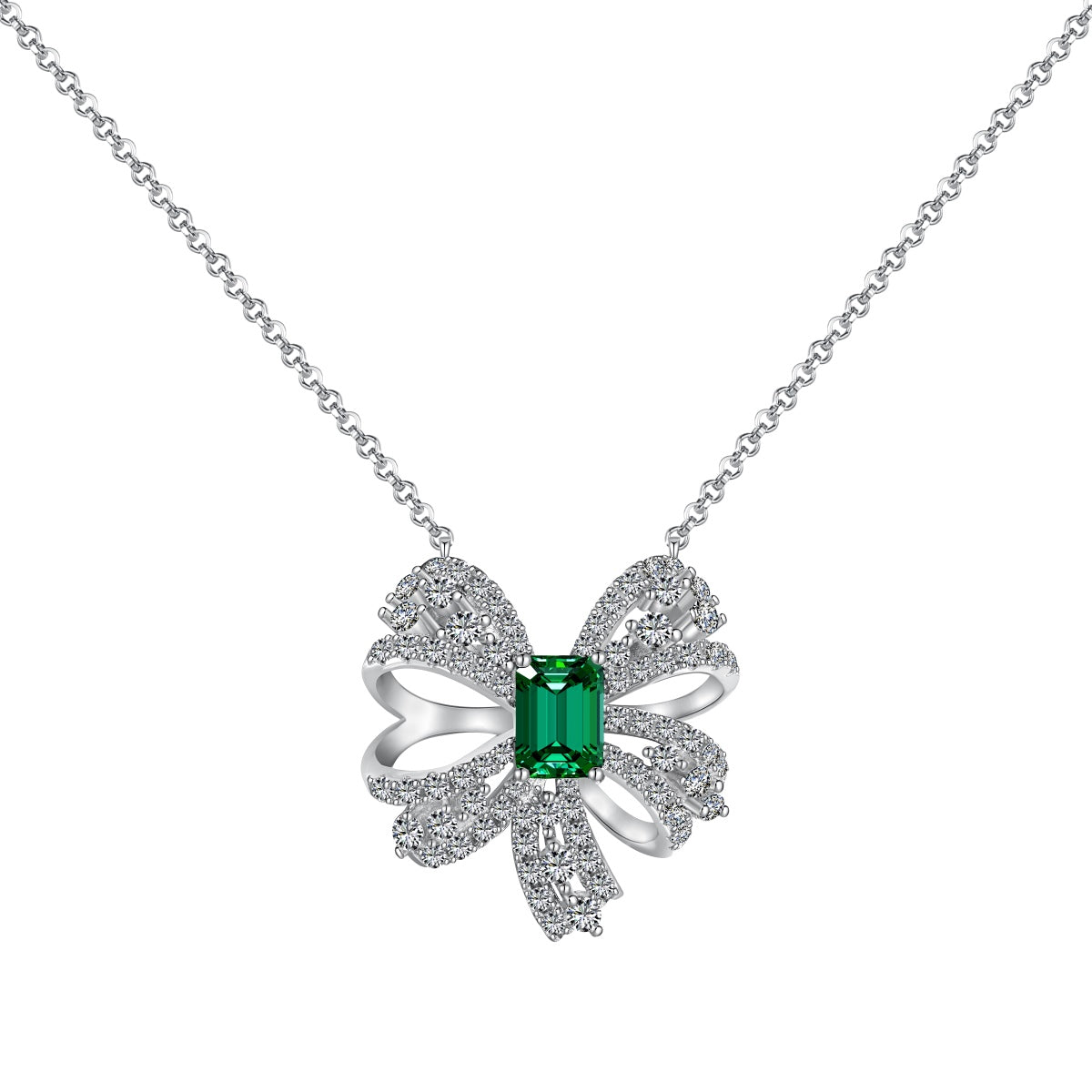 [Rosla]Luxurious Flower Shape Emerald Cut Necklace