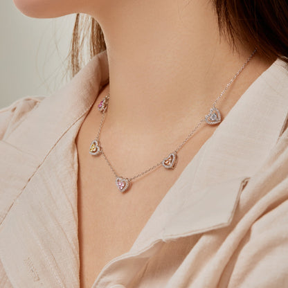 [Rosla]Sparkling Five Heart Necklace