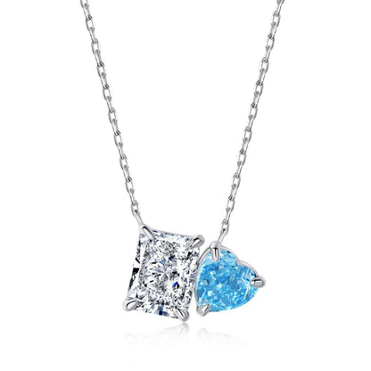 [Rosla]Dazzling Square & Heart Shape Necklace