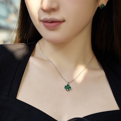 [Rosla]Heart-Shaped Four-Leaf Clover Bead Necklace