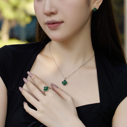 [Rosla]Heart-Shaped Four-Leaf Clover Bead Necklace