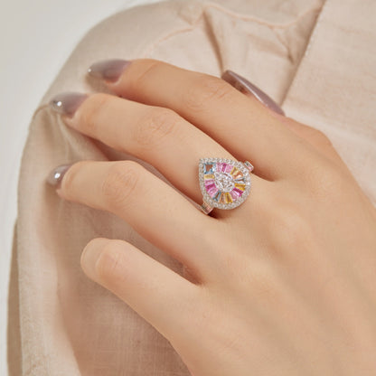 [Rosla]Elegant Colorful Water Drop Shape Banquet Ring