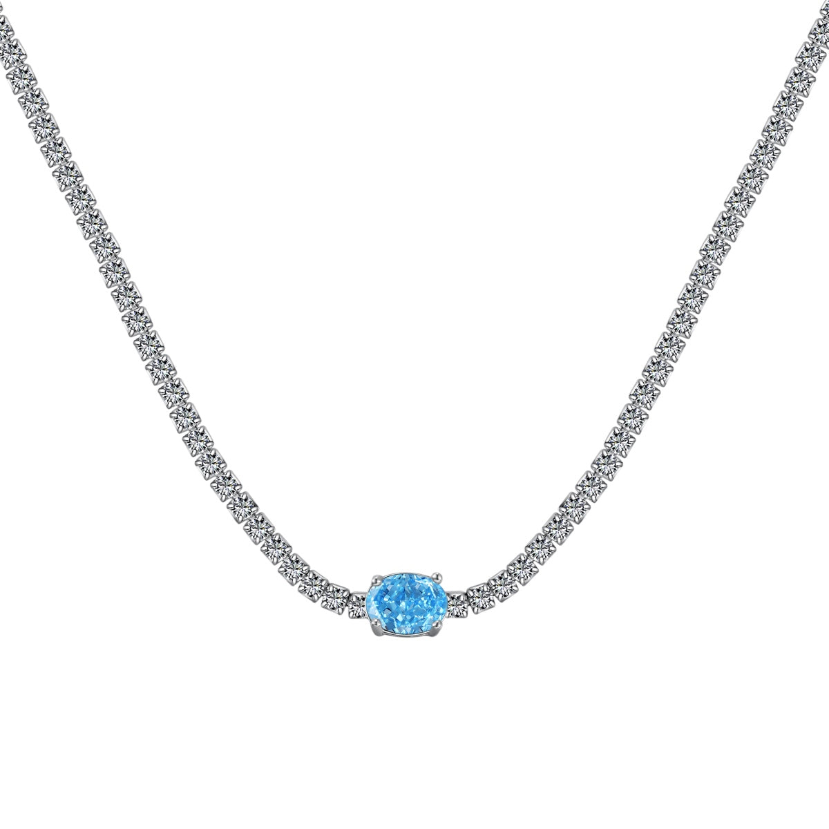 [Rosla]1.0 Carat Shining Oval Cut Necklace