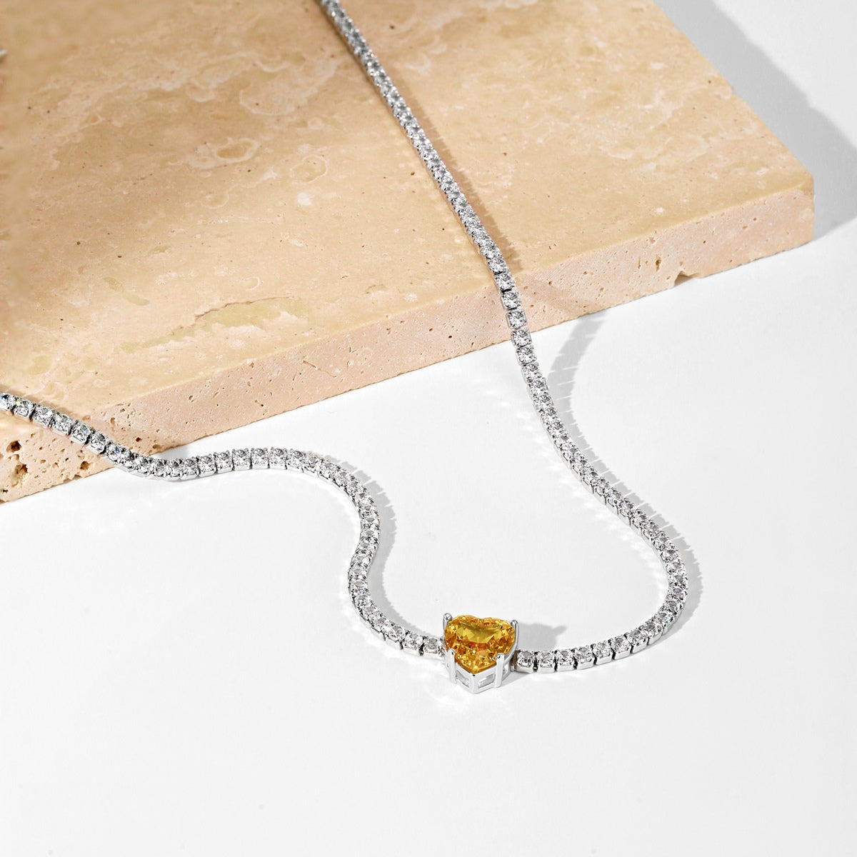 [Rosla]2.0 Carat Sparkling Tennis Heart Cut Necklace