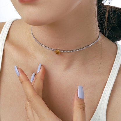 [Rosla]2.0 Carat Sparkling Tennis Heart Cut Necklace