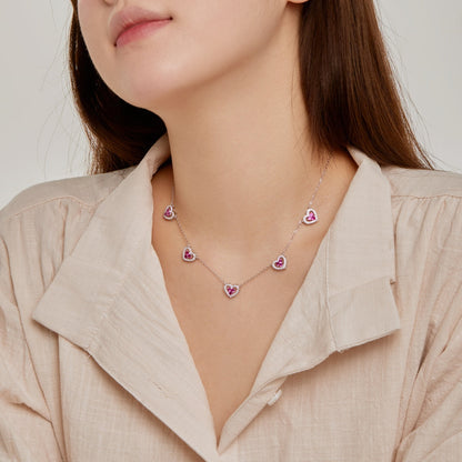 [Rosla]Sparkling Five Heart Necklace