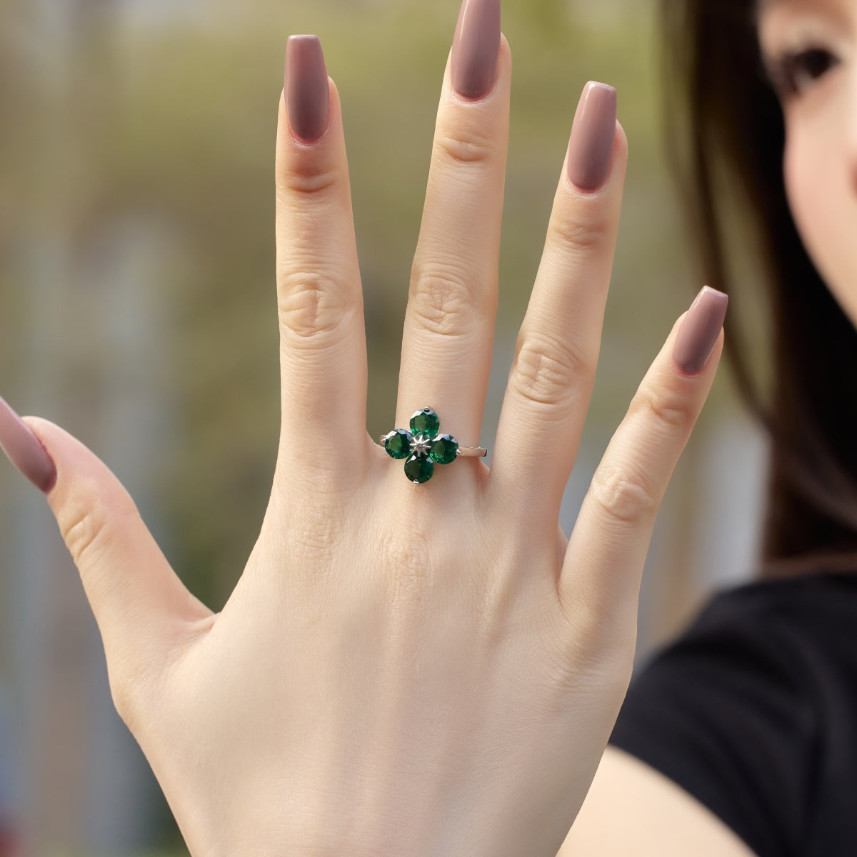 [Rosla]Four-Leaf Clover Eight-Pointed Star Ring
