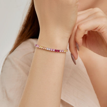 [Rosla]Radiant Colorful Round Cut Tennis Bracelet