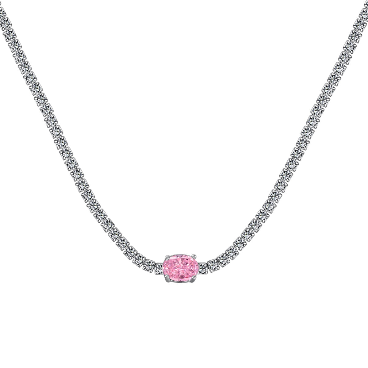 [Rosla]1.0 Carat Shining Oval Cut Necklace