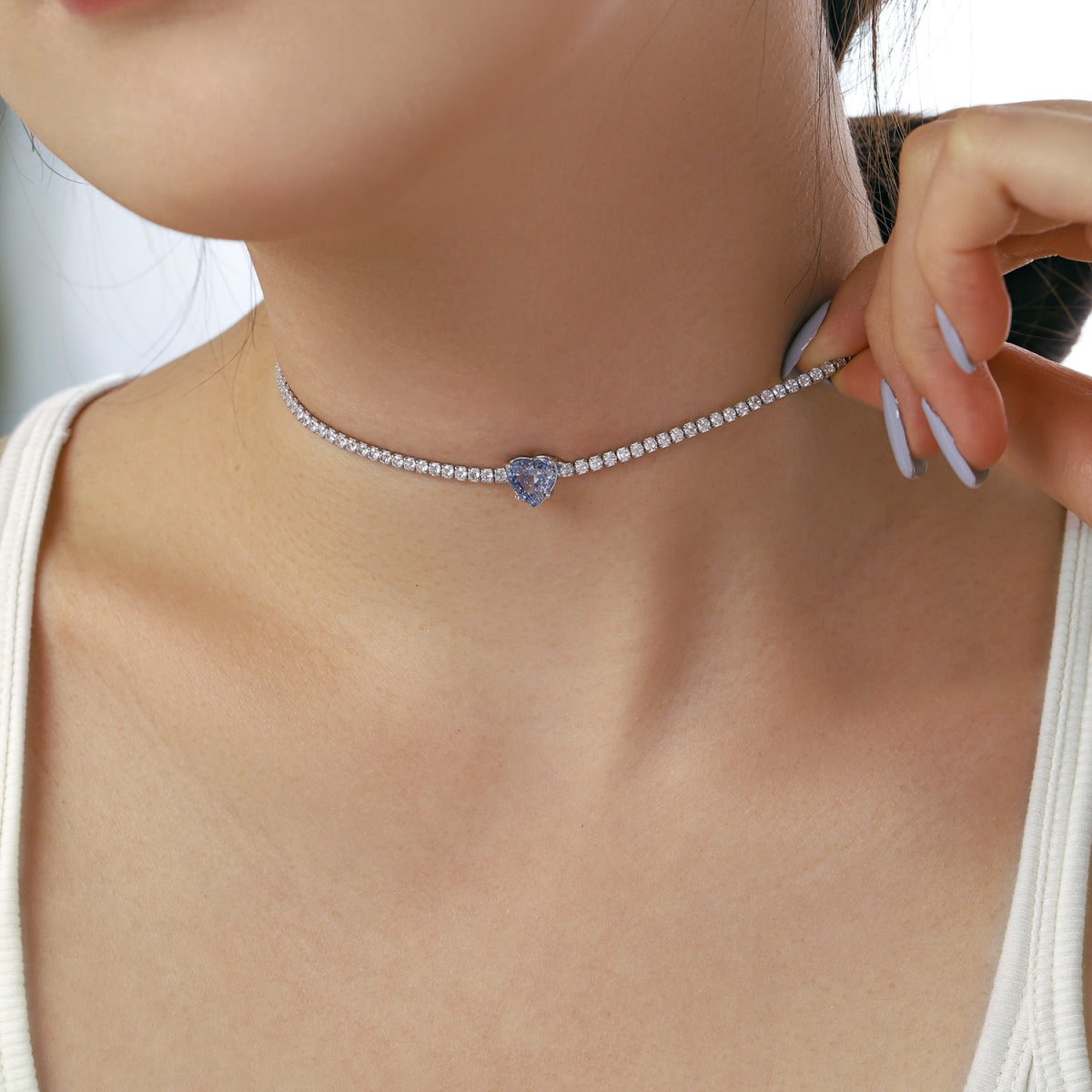 [Rosla]2.0 Carat Sparkling Tennis Heart Cut Necklace