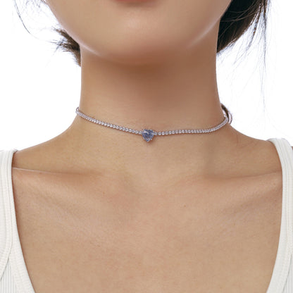 [Rosla]2.0 Carat Sparkling Tennis Heart Cut Necklace