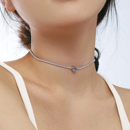 [Rosla]2.0 Carat Sparkling Tennis Heart Cut Necklace