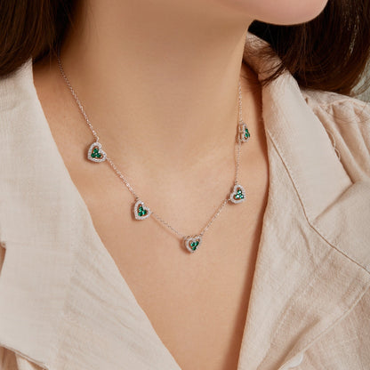 [Rosla]Sparkling Five Heart Necklace
