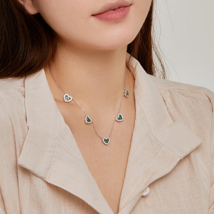 [Rosla]Sparkling Five Heart Necklace