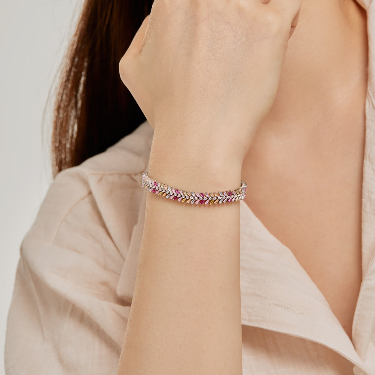 [Rosla]Dainty Radiant Emerald Cut Daily Bracelet