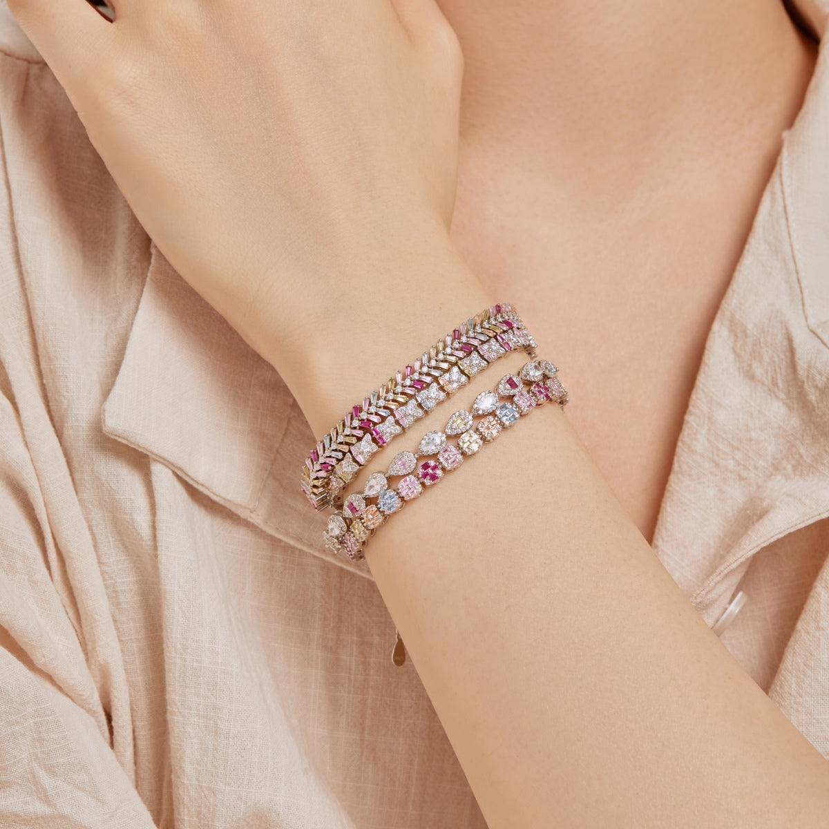 [Rosla]Dainty Radiant Emerald Cut Daily Bracelet