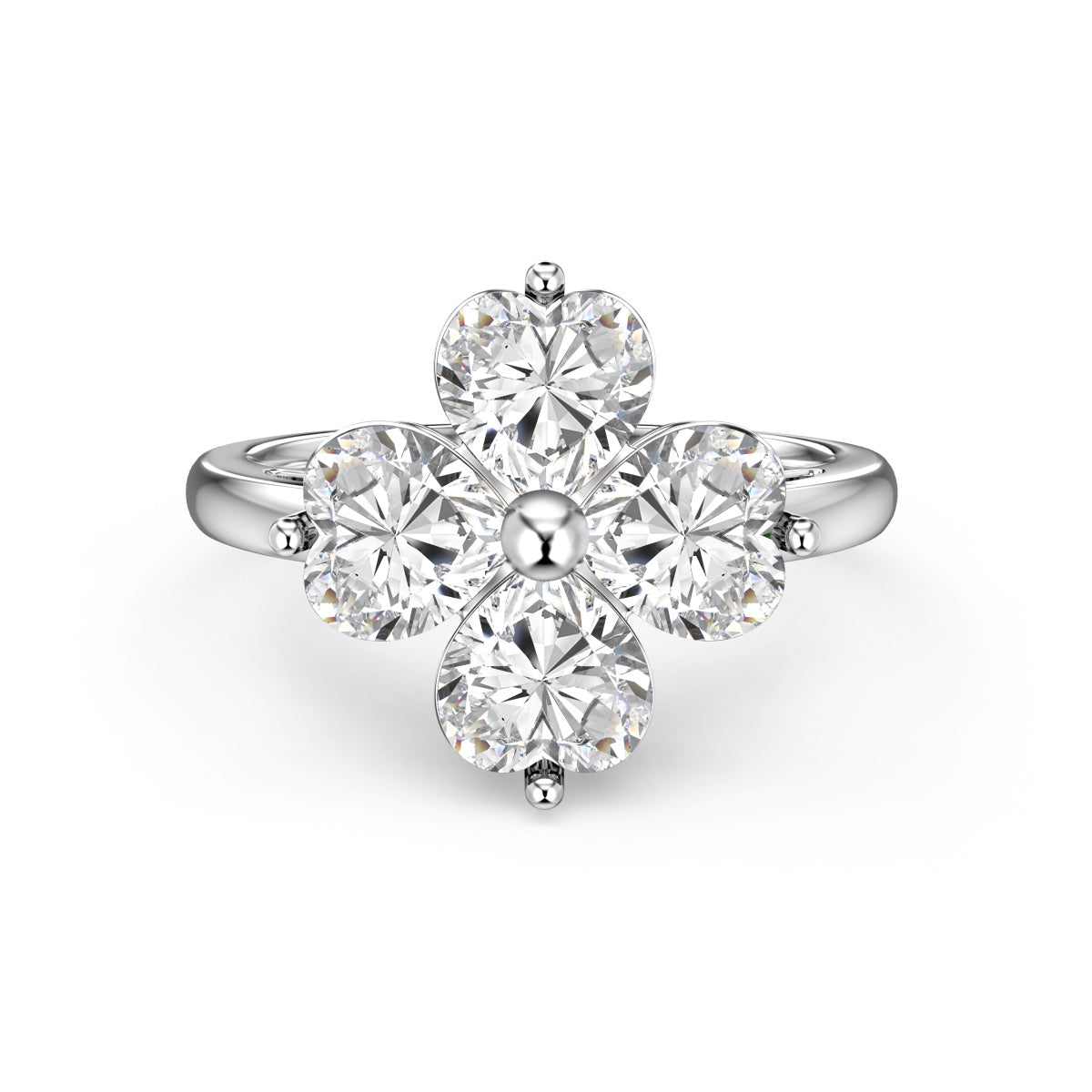 [Rosla]Heart-shaped Four-Leaf Clover Ball Ring