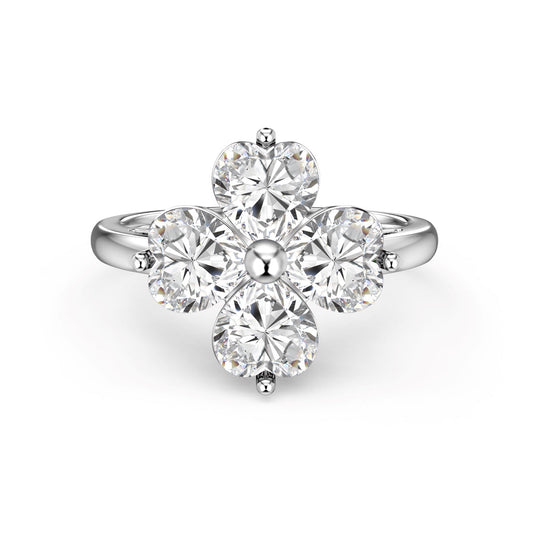 [Rosla]Heart-shaped Four-Leaf Clover Ball Ring