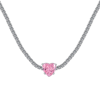 [Rosla]2.0 Carat Sparkling Tennis Heart Cut Necklace