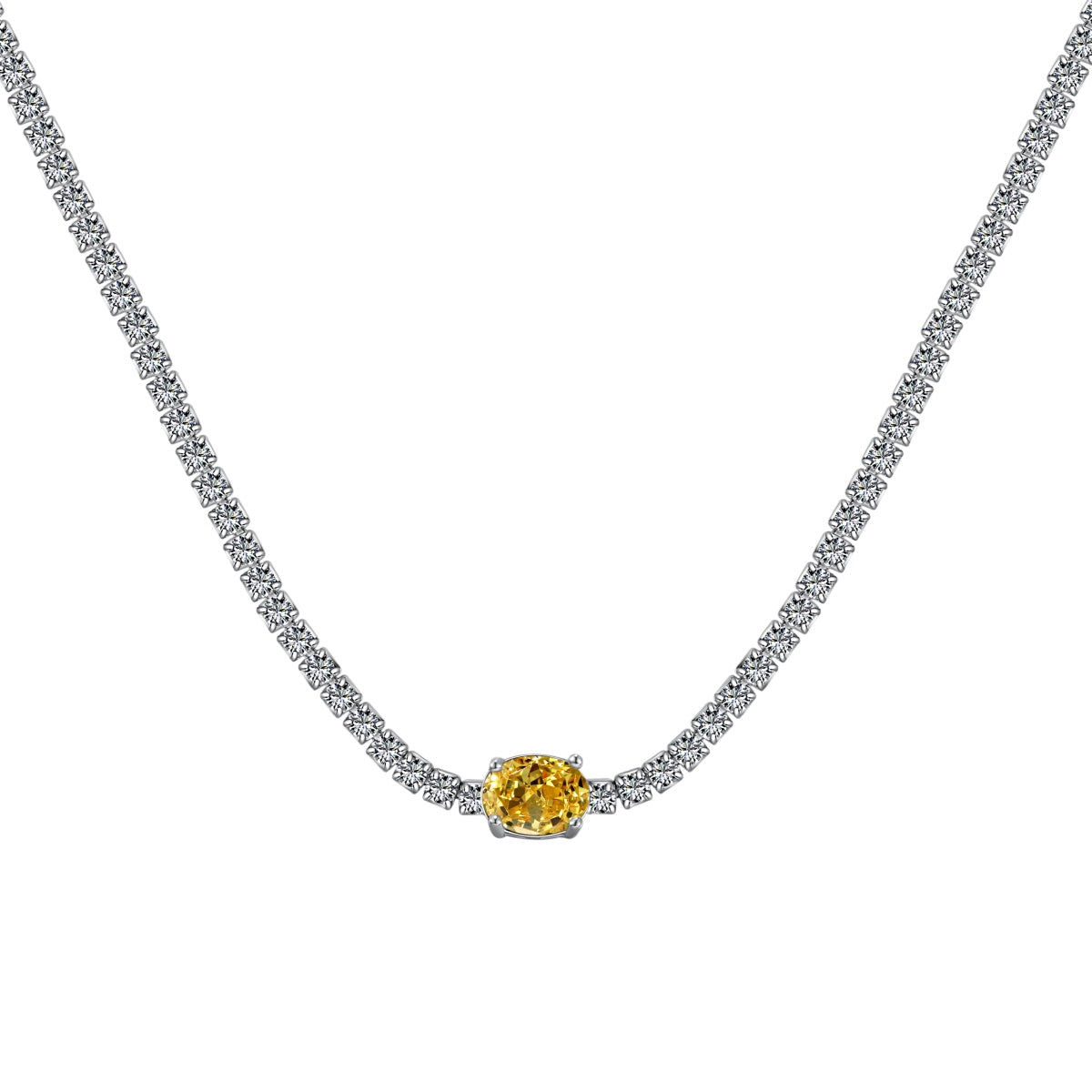 [Rosla]1.0 Carat Shining Oval Cut Necklace