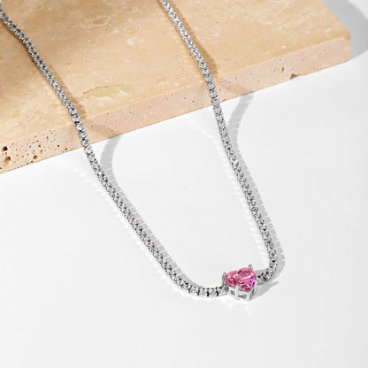 [Rosla]2.0 Carat Sparkling Tennis Heart Cut Necklace
