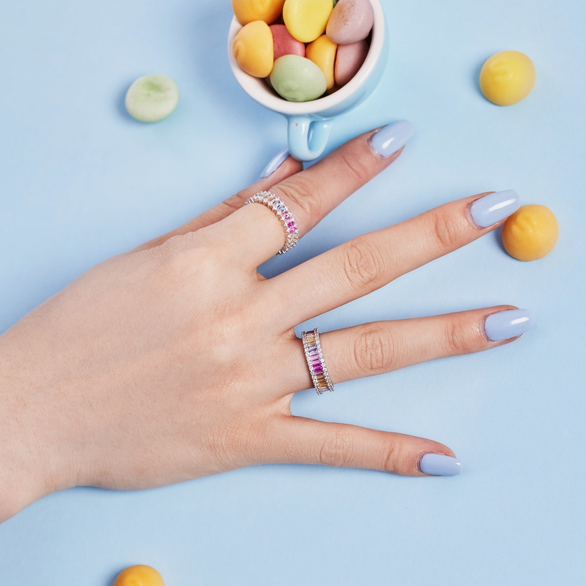 [Rosla]Splashy Ornate Emerald Cut Cocktail Ring