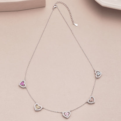 [Rosla]Sparkling Five Heart Necklace