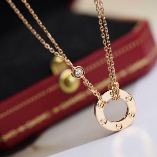 [Rosla]LOVE NECKLACE ADJUSTABLE ROSE GOLD 2 DIAMOND