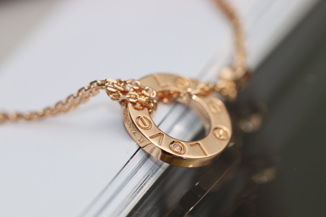 [Rosla]LOVE NECKLACE ADJUSTABLE ROSE GOLD 2 DIAMOND