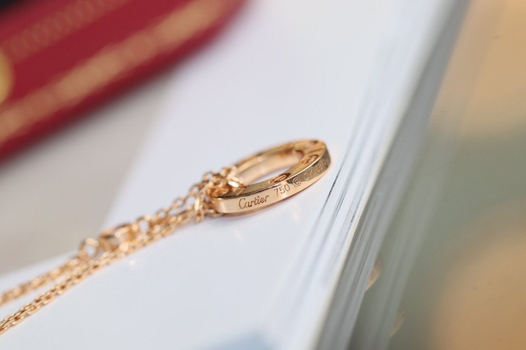 [Rosla]LOVE NECKLACE ADJUSTABLE ROSE GOLD 2 DIAMOND