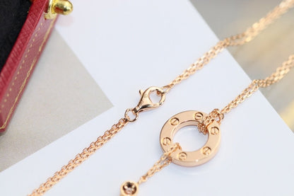 [Rosla]LOVE NECKLACE ADJUSTABLE ROSE GOLD 2 DIAMOND
