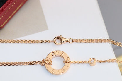 [Rosla]LOVE NECKLACE ADJUSTABLE ROSE GOLD 2 DIAMOND