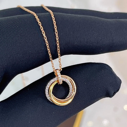 [Rosla]TRINITY NECKLACE SILVER GOLD PINK GOLD DIAMONDS