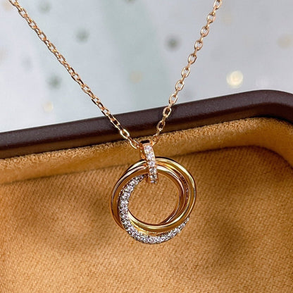 [Rosla]TRINITY NECKLACE SILVER GOLD PINK GOLD DIAMONDS