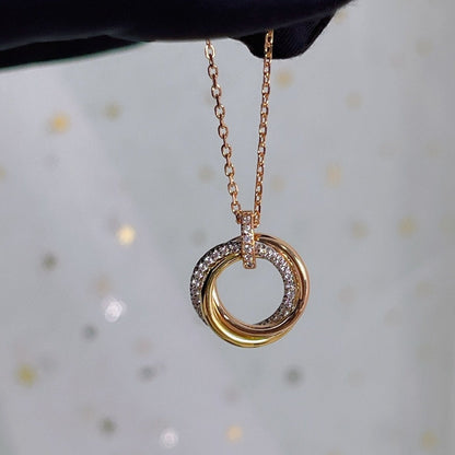 [Rosla]TRINITY NECKLACE SILVER GOLD PINK GOLD DIAMONDS