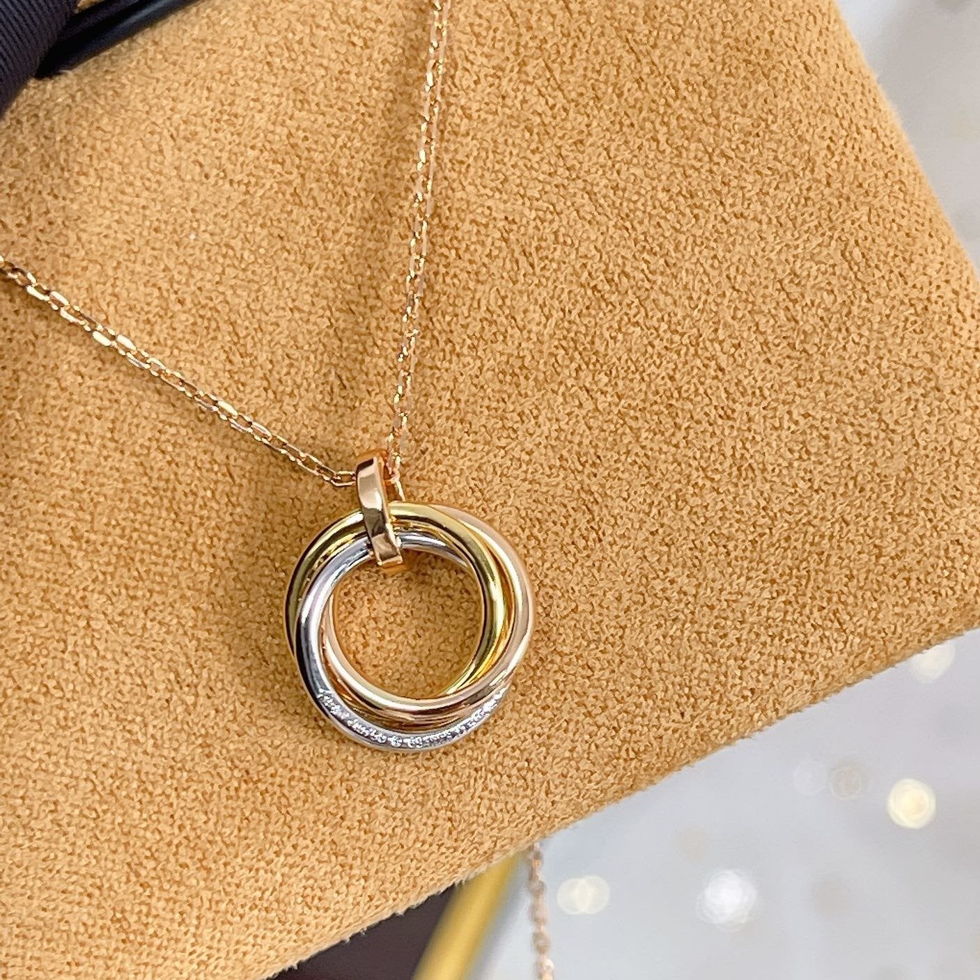 [Rosla]TRINITY NECKLACE SILVER GOLD PINK GOLD DIAMONDS