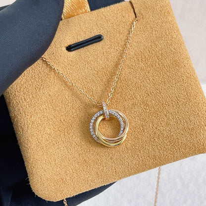 [Rosla]TRINITY NECKLACE SILVER GOLD PINK GOLD DIAMONDS