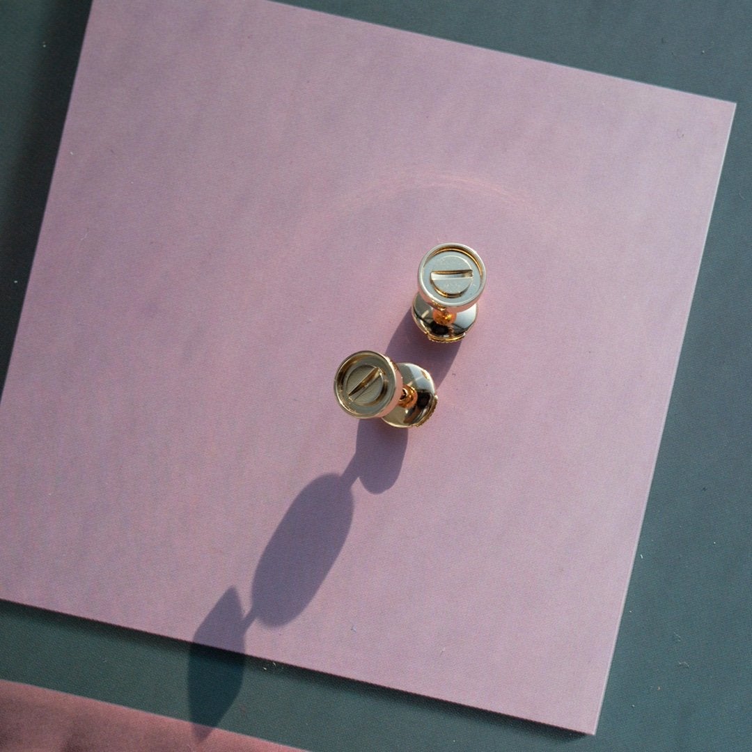 [Rosla]LOVE EARRINGS PINK GOLD 10MM