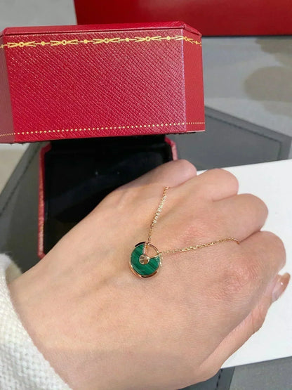 [Rosla]AMULETTE ROSE GOLD MALACHITE NECKLACE