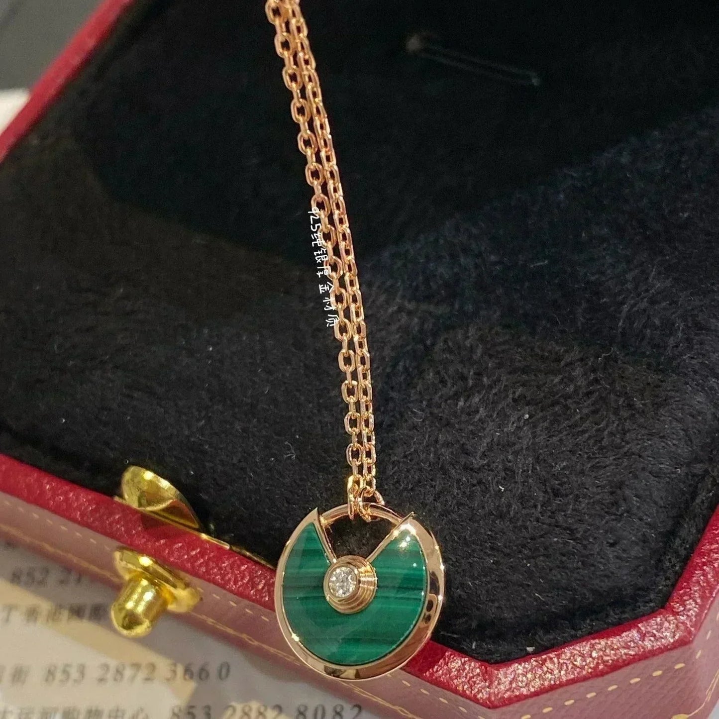 [Rosla]AMULETTE ROSE GOLD MALACHITE NECKLACE