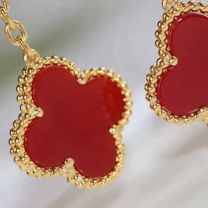 [Rosla]CLOVER  2 MOTIF  TIGER EYE CARNELIAN EARRINGS