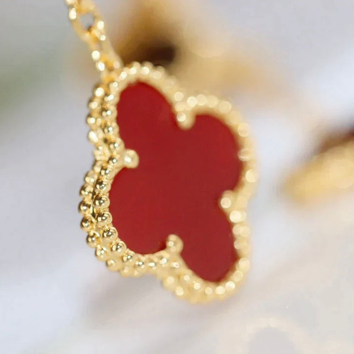 [Rosla]CLOVER  2 MOTIF  TIGER EYE CARNELIAN EARRINGS