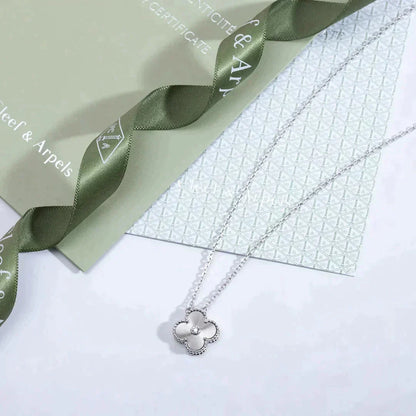 [Rosla]CLOVER  15MM DIAMOND LASER NECKLACE SILVER