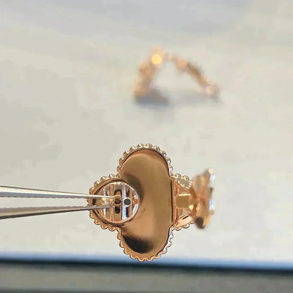 [Rosla]CLOVER MEDIUM 1 MOTIFS GRAY MOP  DIAMOND EARRINGS