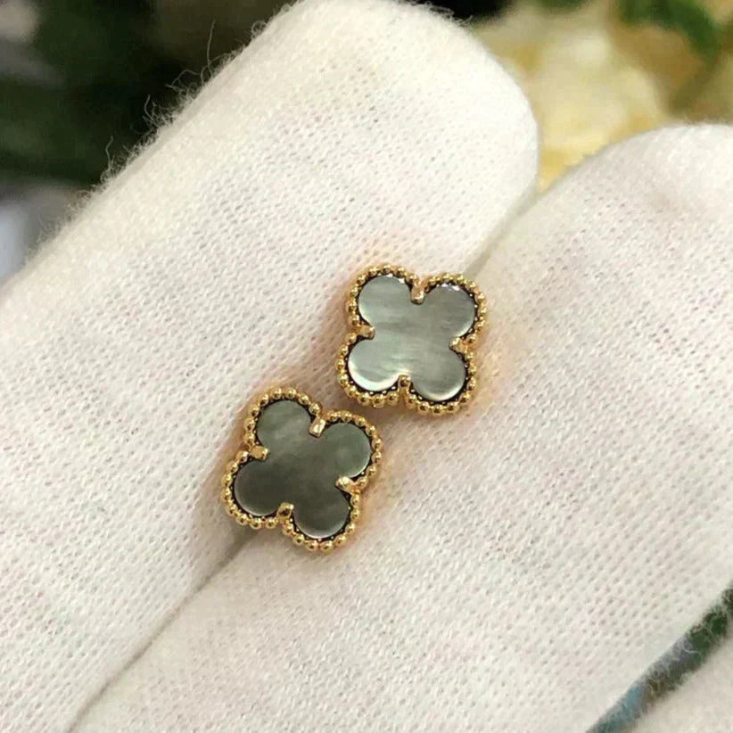 [Rosla]CLOVER MINI 9.5MM GRAY MOP EARRINGS
